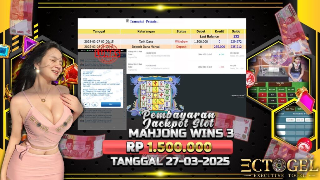 BUKTI JACKPOT SLOT MAHJONG WINS 3 TERPERCAYA DI INDONESIA TGL 27-03-2025