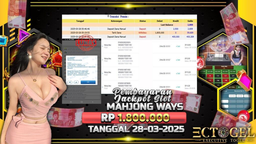 BUKTI JACKPOT SLOT MAHJONG WAYS TERPERCAYA DI INDONESIA TGL 28-03-2025