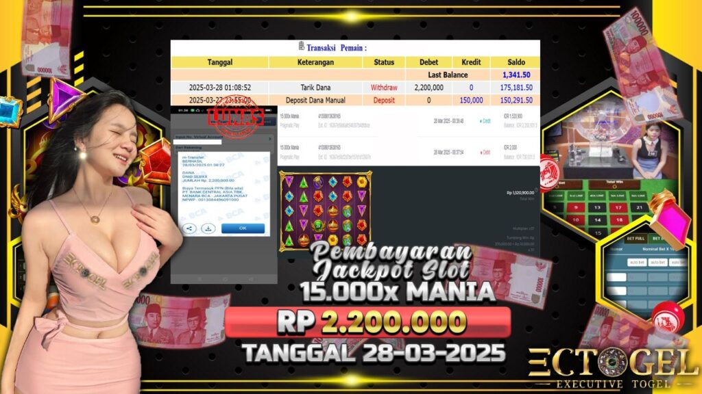 BUKTI JACKPOT SLOT 15.000x MANIA TERPERCAYA DI INDONESIA TGL 28-03-2025