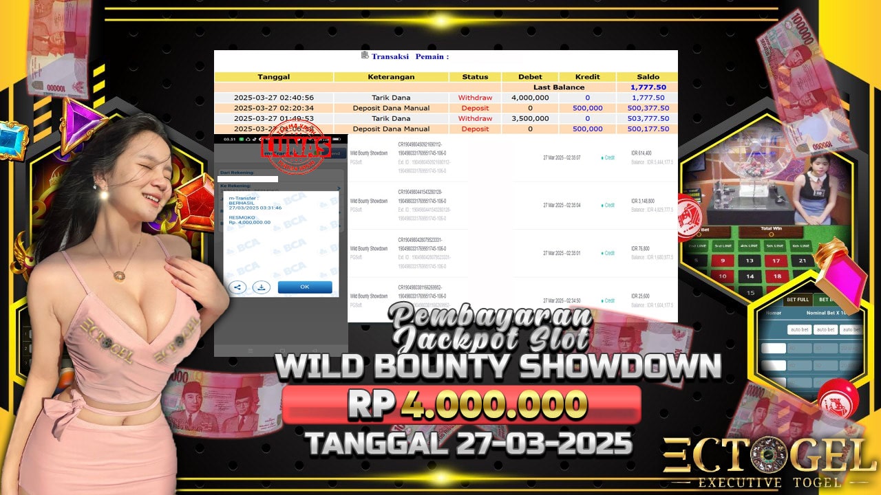 BUKTI JACKPOT SLOT WILD BOUNTY SHODOWN TERPERCAYA DI INDONESIA TGL 27-03-2025