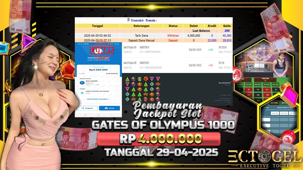 BUKTI JACKPOT SLOT GATES OF OLYMPUS 1000 TERPERCAYA DI INDONESIA TGL 29-04-2025