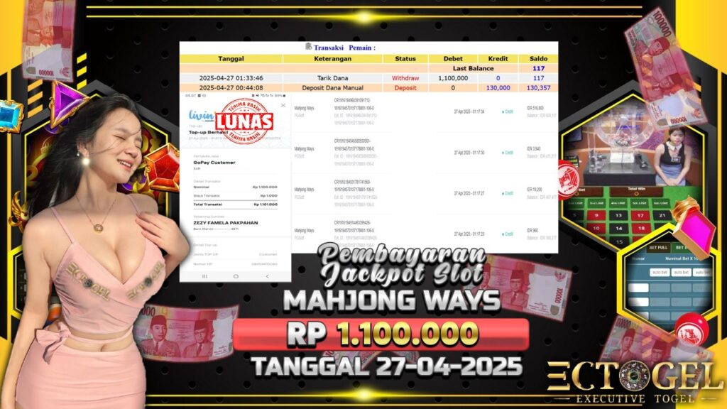 BUKTI JACKPOT SLOT MAHJONG WAYS TERPERCAYA DI INDONESIA TGL 27-04-2025