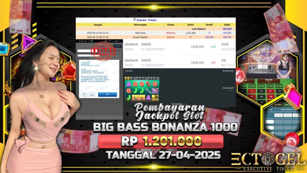 BUKTI JACKPOT SLOT BIG BASS BONANZA 1000 TERPERCAYA DI INDONESIA TGL 27-04-2025