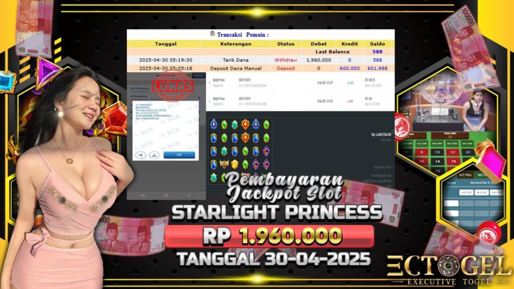 BUKTI JACKPOT SLOT STARLIGHT PRINCESS TERPERCAYA DI INDONESIA TGL 30-04-2025