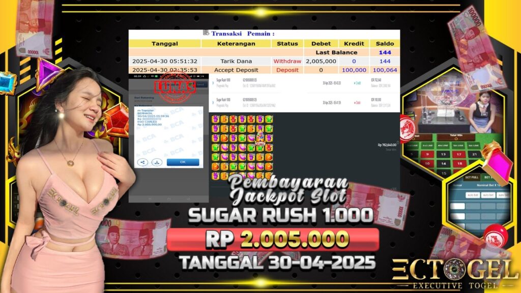 BUKTI JACKPOT SLOT SUGAR RUSH 1.000 TERPERCAYA DI INDONESIA TGL 30-04-2025