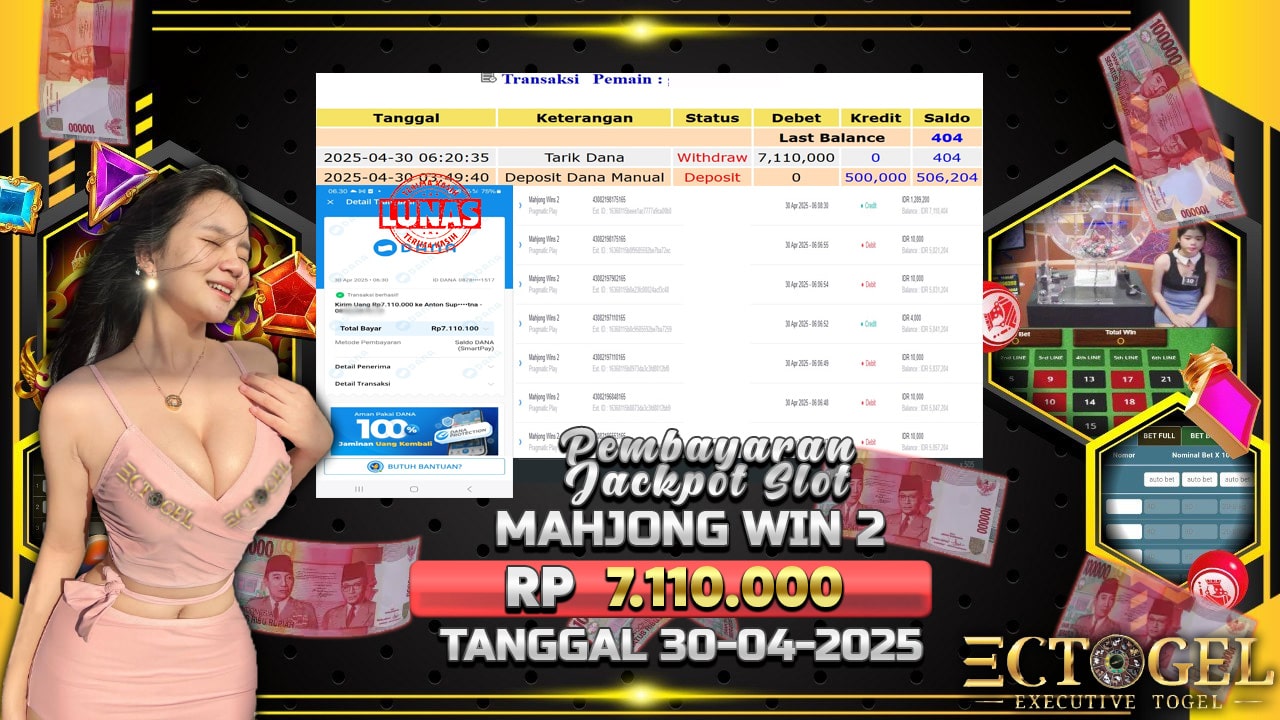 BUKTI JACKPOT SLOT MAHJONG WINS 2 TERPERCAYA DI INDONESIA TGL 30-04-2025