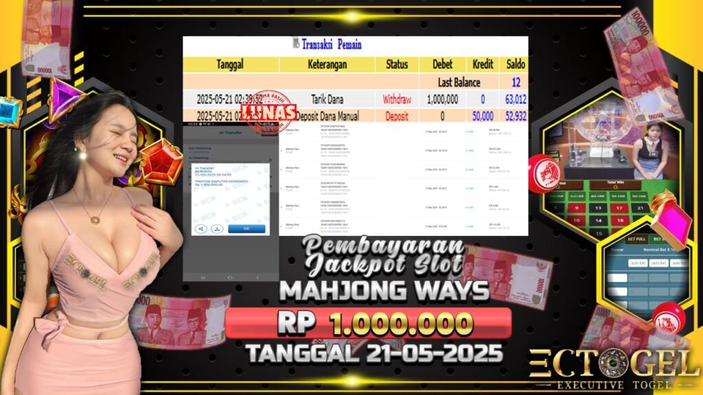 BUKTI JACKPOT SLOT MAHJONG WAYS TERPERCAYA DI INDONESIA TGL 21-05-2025