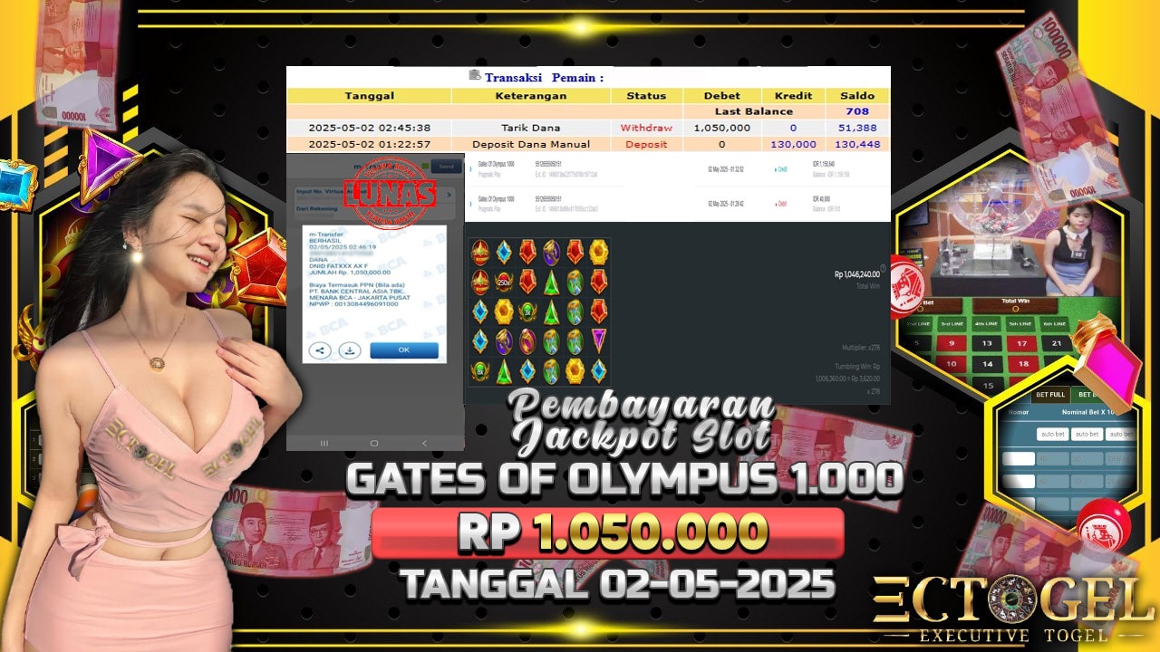 BUKTI JACKPOT SLOT GATES OF OLYMPUS 1.000 TERPERCAYA DI INDONESIA TGL 02-05-2025