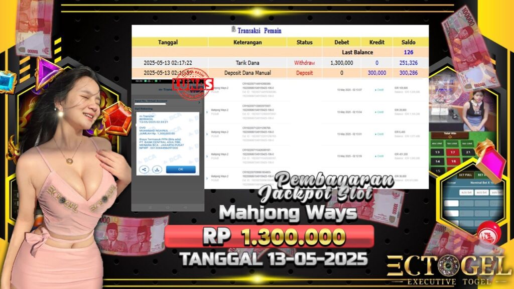 BUKTI JACKPOT SLOT MAHJONG WAYS TERPERCAYA DI INDONESIA TGL 13-05-2025