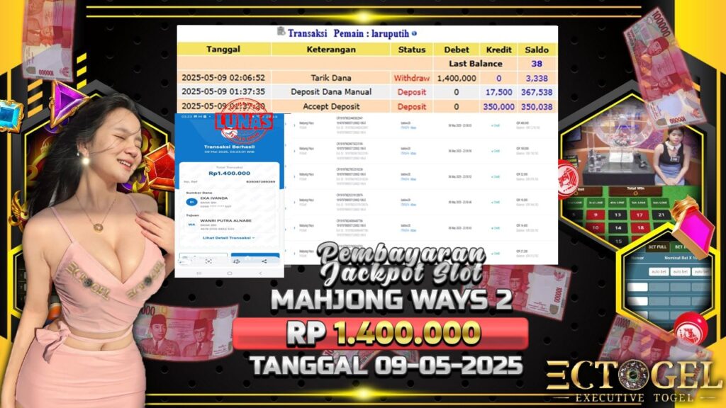BUKTI JACKPOT SLOT MAHJONG WAYS TERPERCAYA DI INDONESIA TGL 09-05-2025