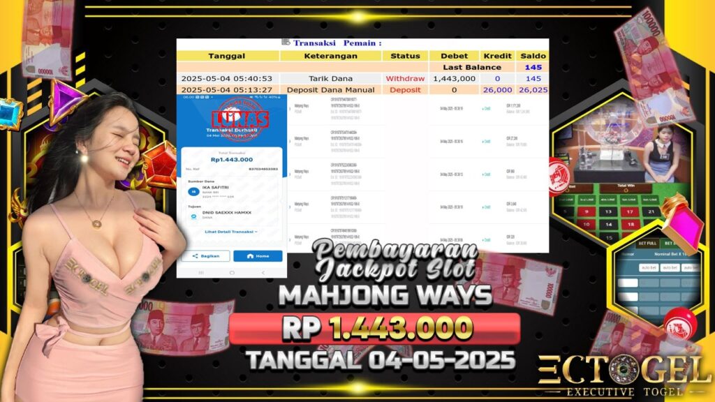 BUKTI JACKPOT SLOT MAHJONG WAYS TERPERCAYA DI INDONESIA TGL 04-05-2025