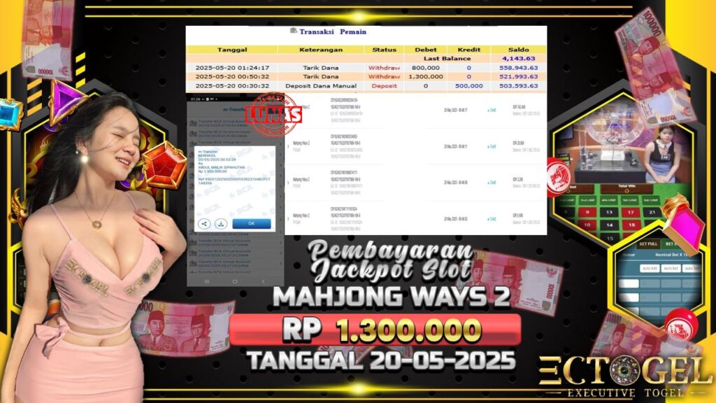BUKTI JACKPOT SLOT MAHJONG WAYS 2 TERPERCAYA DI INDONESIA TGL 19-05-2025