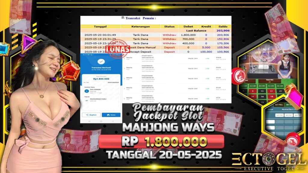 BUKTI JACKPOT SLOT MAHJONG WAYS  TERPERCAYA DI INDONESIA TGL 20-05-2025
