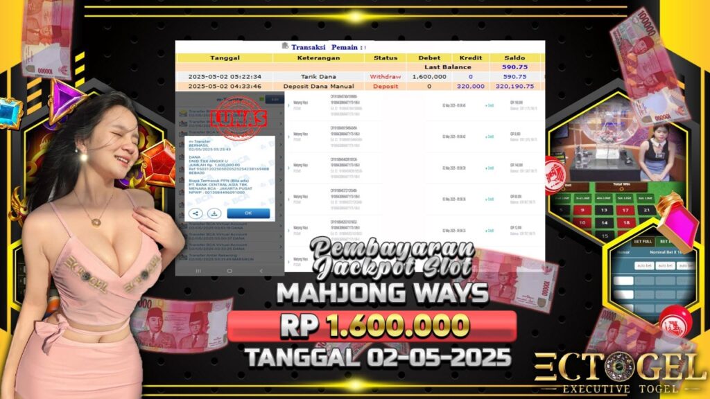 BUKTI JACKPOT SLOT MAHJONG WAYS TERPERCAYA DI INDONESIA TGL 02-05-2025