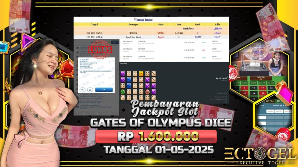 BUKTI JACKPOT SLOT GATES OF OLYMPUS DICE TERPERCAYA DI INDONESIA TGL 01-05-2025