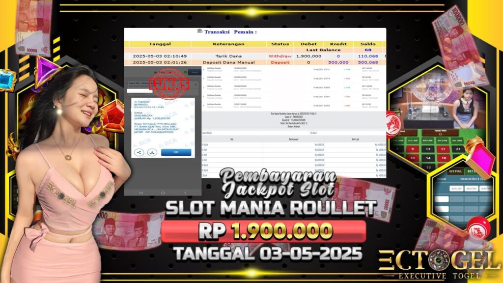 BUKTI JACKPOT SLOT MANIA ROULLET TERPERCAYA DI INDONESIA TGL 03-05-2025