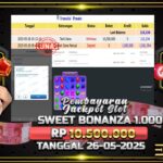 BUKTI JACKPOT SLOT SWEET BONANZA 1.000 TERPERCAYA DI INDONESIA TGL 26-05-2025