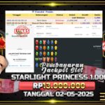 BUKTI JACKPOT SLOT STARLIGHT PRINCESS  1.000 TERPERCAYA DI INDONESIA TGL 02-05-2025