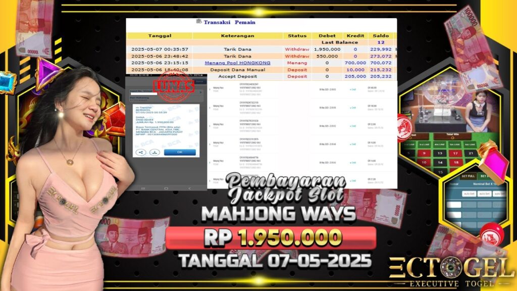 BUKTI JACKPOT SLOT MAHJONG WAYS TERPERCAYA DI INDONESIA TGL 07-05-2025
