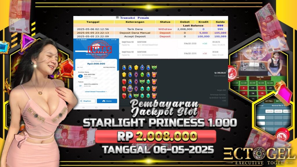 BUKTI JACKPOT SLOT STARLIGHT PRINCESS 1.000 TERPERCAYA DI INDONESIA TGL 06-05-2025