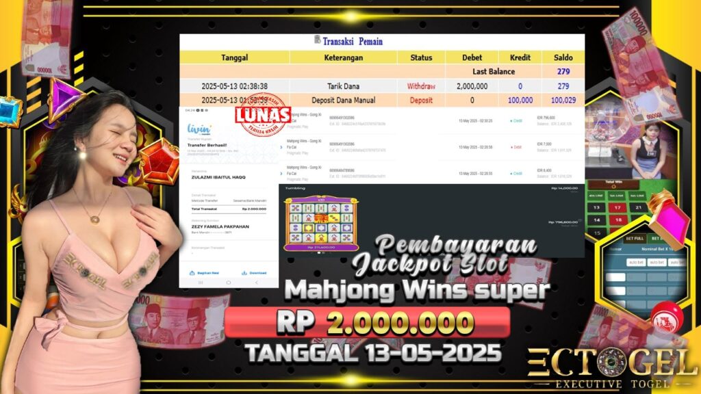 BUKTI JACKPOT SLOT MAHJONG WINS SUPER TERPERCAYA DI INDONESIA TGL 13-05-2025