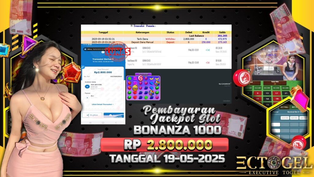 BUKTI JACKPOT SLOT SWEET BONANZA 1000 TERPERCAYA DI INDONESIA TGL 19-05-2025