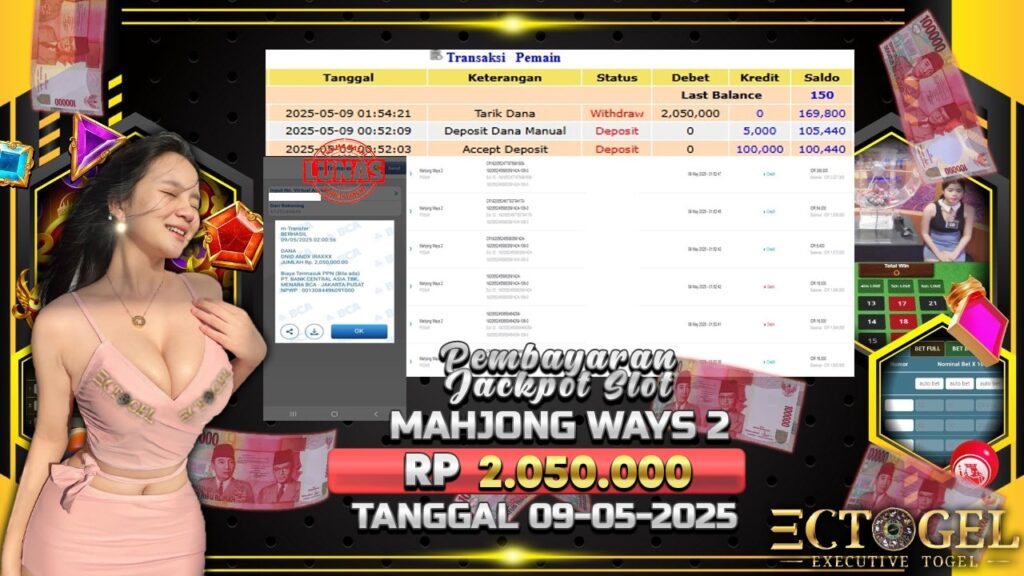 BUKTI JACKPOT SLOT MAHJONG WAYS TERPERCAYA DI INDONESIA TGL 09-05-2025