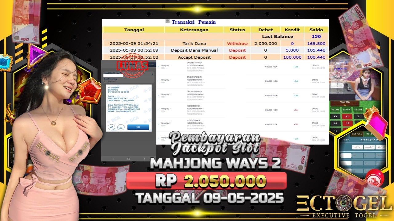BUKTI JACKPOT SLOT MAHJONG WAYS TERPERCAYA DI INDONESIA TGL 09-05-2025
