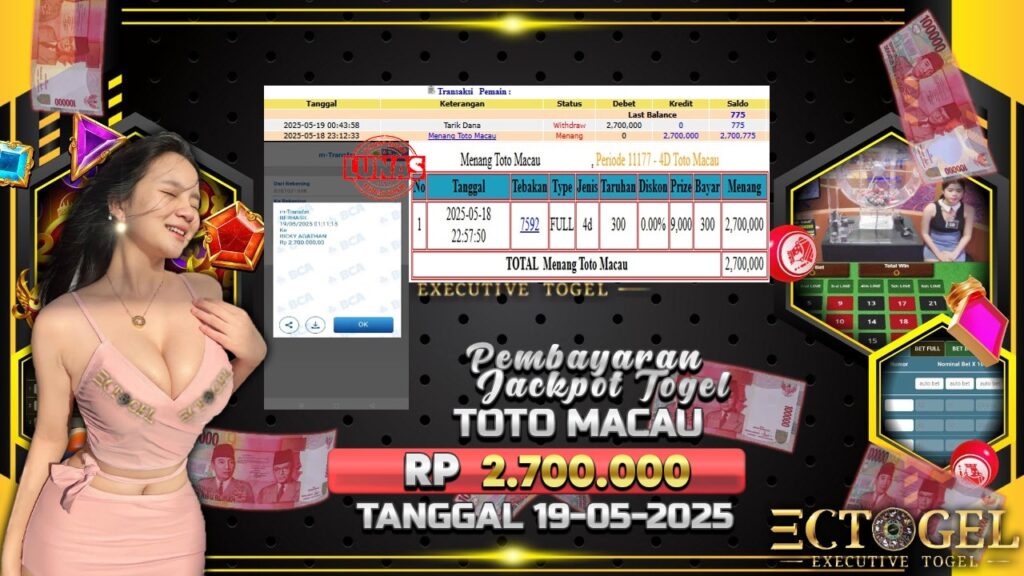BUKTI JACKPOT TOGEL TOTO MACAU TERPERCAYA DI INDONESIA TGL 19-05-2025