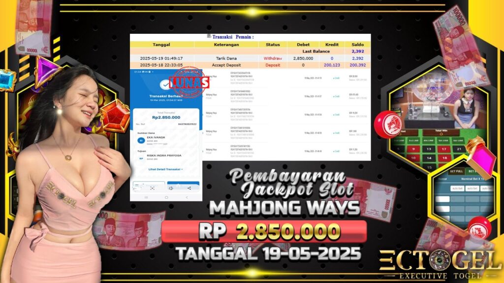 BUKTI JACKPOT SLOT MAHJONG WAYS TERPERCAYA DI INDONESIA TGL 19-05-2025