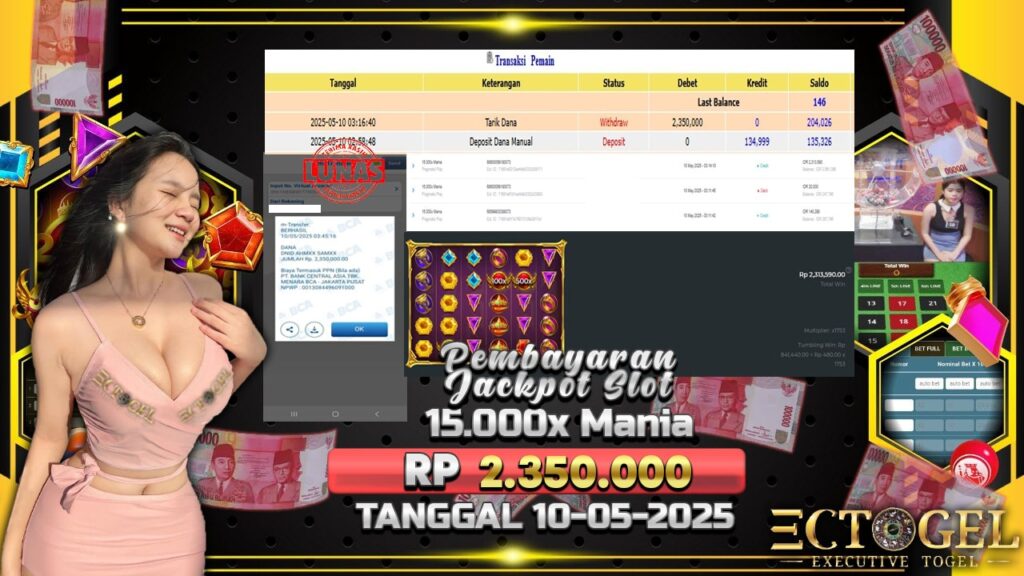 BUKTI JACKPOT SLOT  15.000X MANIA TERPERCAYA DI INDONESIA TGL 10-05-2025
