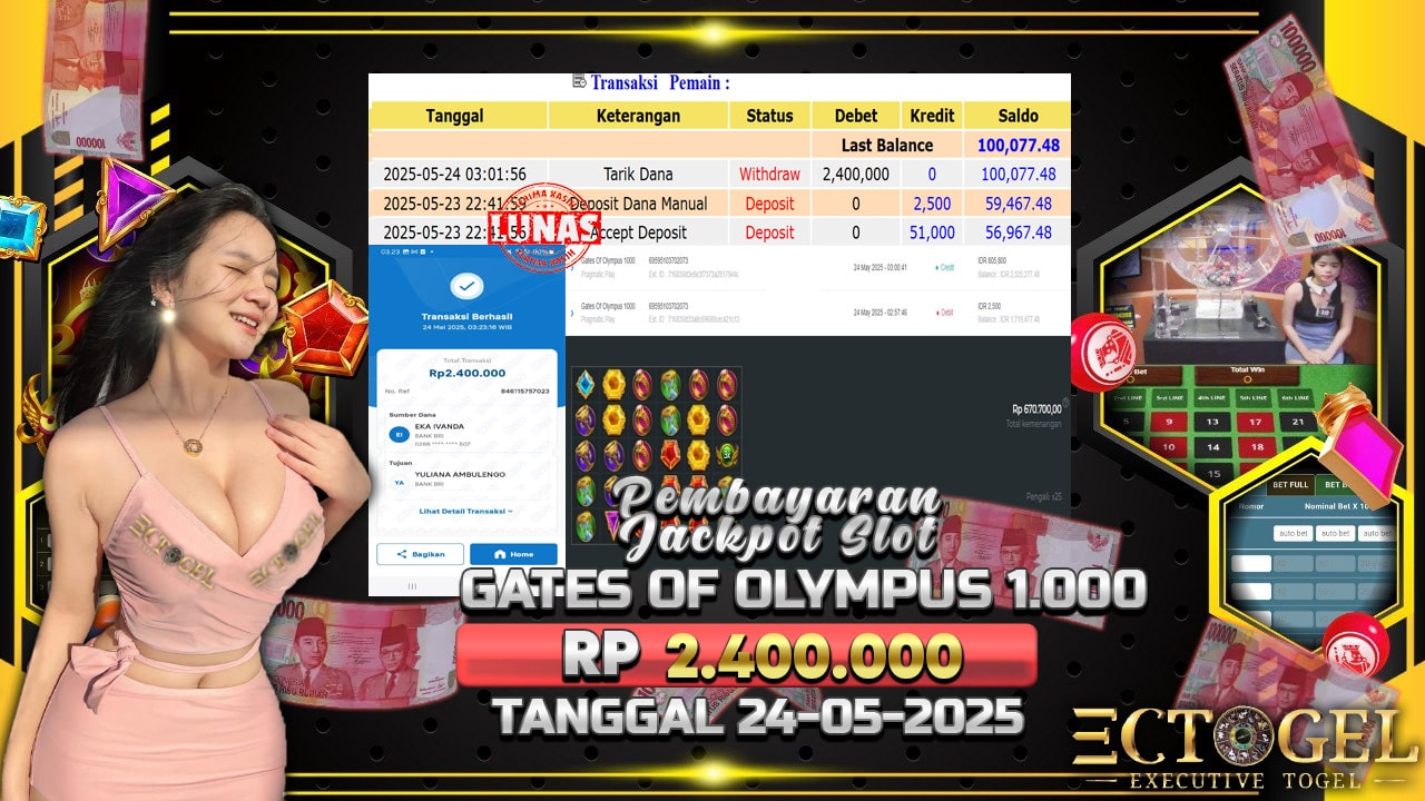 BUKTI JACKPOT SLOT GATES OF OLYMPUS 1.000 TERPERCAYA DI INDONESIA TGL 24-05-2025