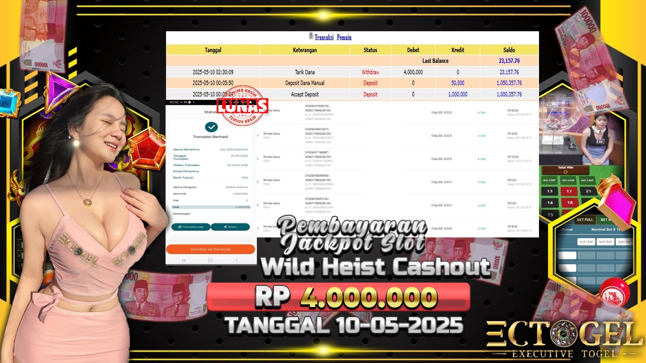 BUKTI JACKPOT SLOT WILD HEIST CASHOUT TERPERCAYA DI INDONESIA TGL 10-05-2025