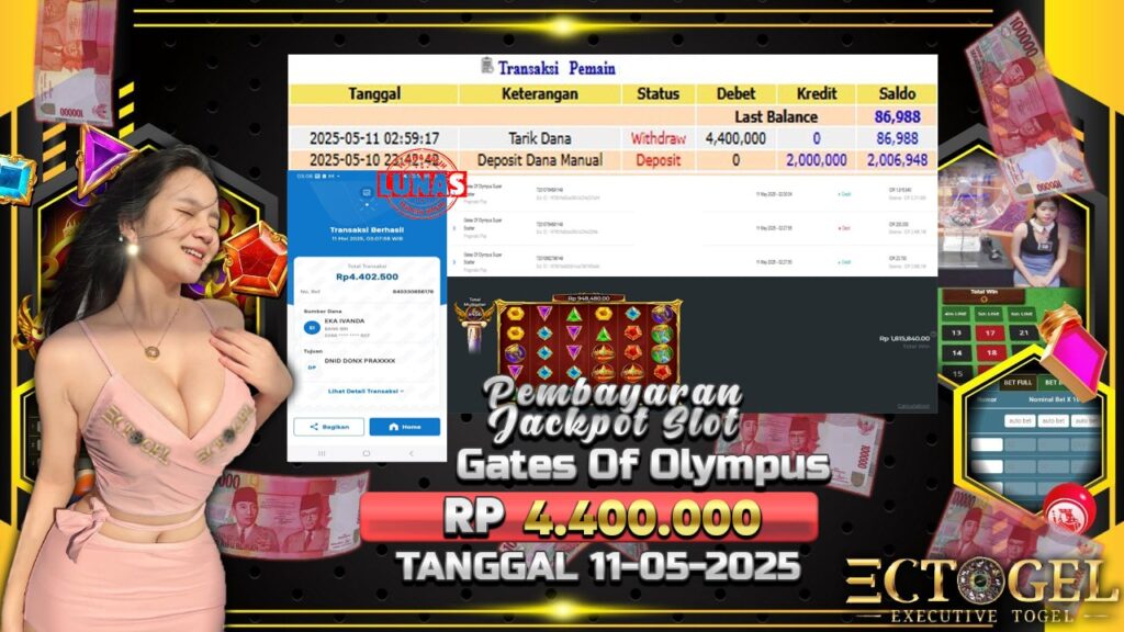 BUKTI JACKPOT SLOT GATES OF OLYMPUS TERPERCAYA DI INDONESIA TGL 11-05-2025