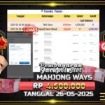 BUKTI JACKPOT SLOT MAHJONG WAYS TERPERCAYA DI INDONESIA TGL 26-05-2025