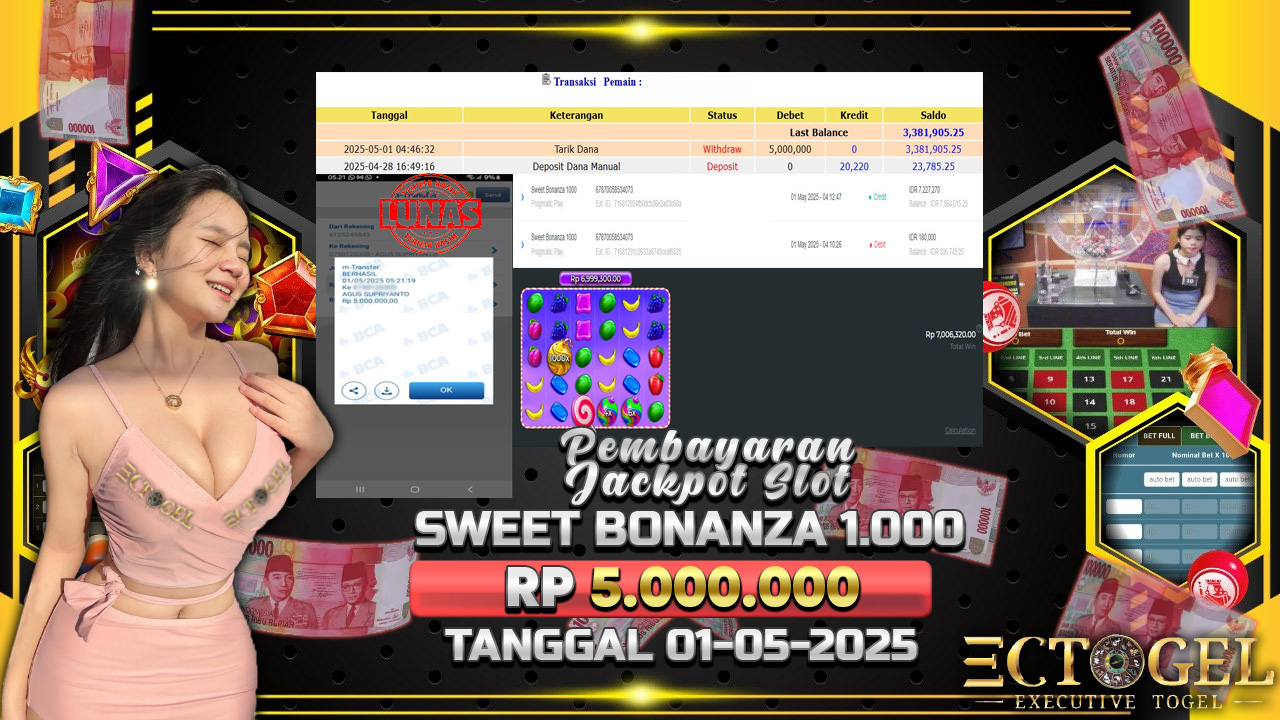 BUKTI JACKPOT SLOT SWEET BONANZA 1.000 TERPERCAYA DI INDONESIA TGL 01-05-2025