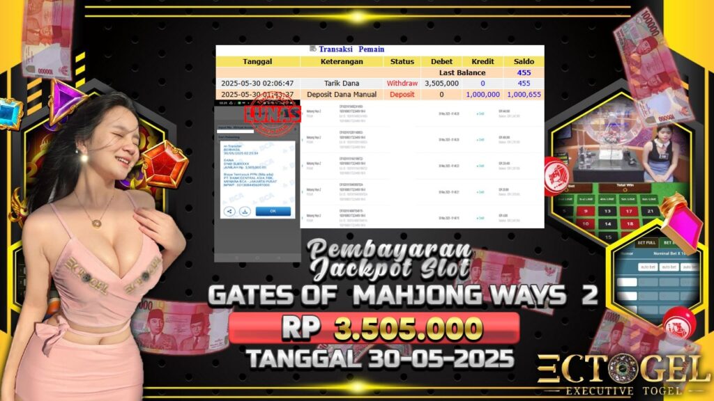 BUKTI JACKPOT SLOT MAHJONG WAYS2  TERPERCAYA DI INDONESIA TGL 30-05-2025