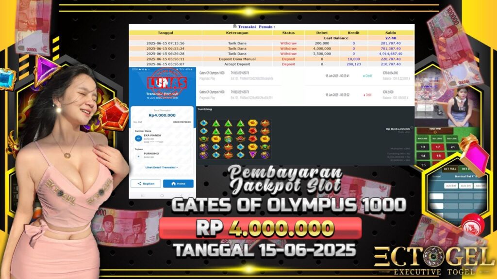 BUKTI JACKPOT SLOT GATES OF OLYMPUS 1000 TERPERCAYA DI INDONESIA TGL 15-06-2025