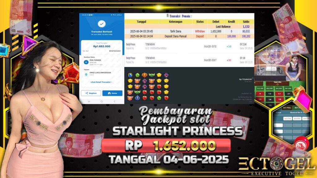 BUKTI JACKPOT SLOT STARLIGHT PRINCESS TERPERCAYA DI INDONESIA TGL 04-06-2025