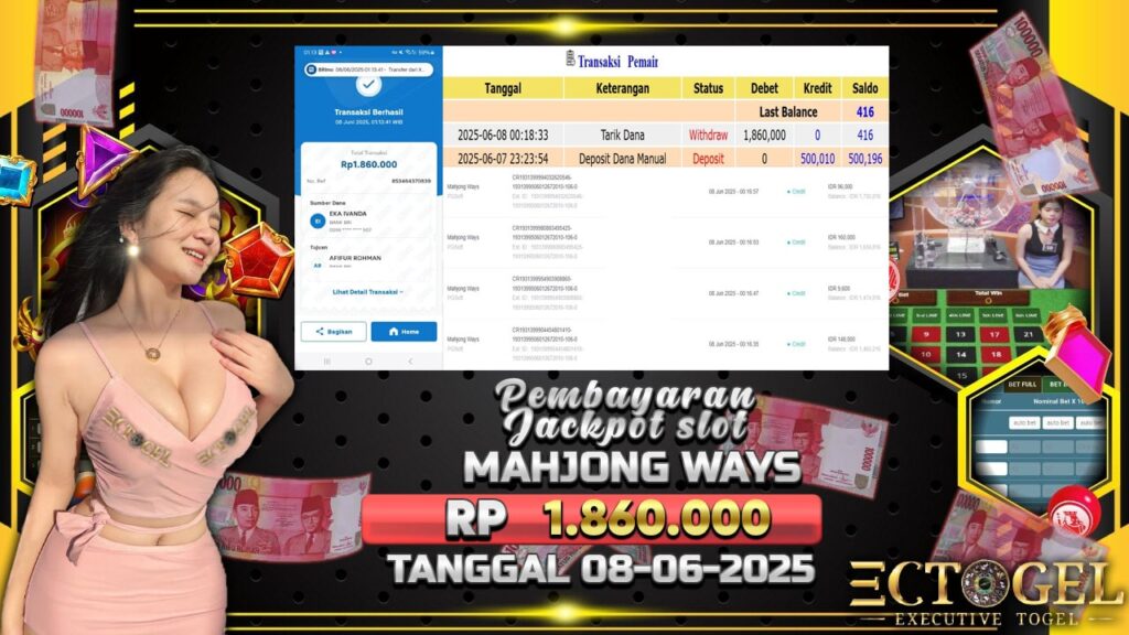 BUKTI JACKPOT SLOT MAHJONG WAYS TERPERCAYA DI INDONESIA TGL 08-06-2025