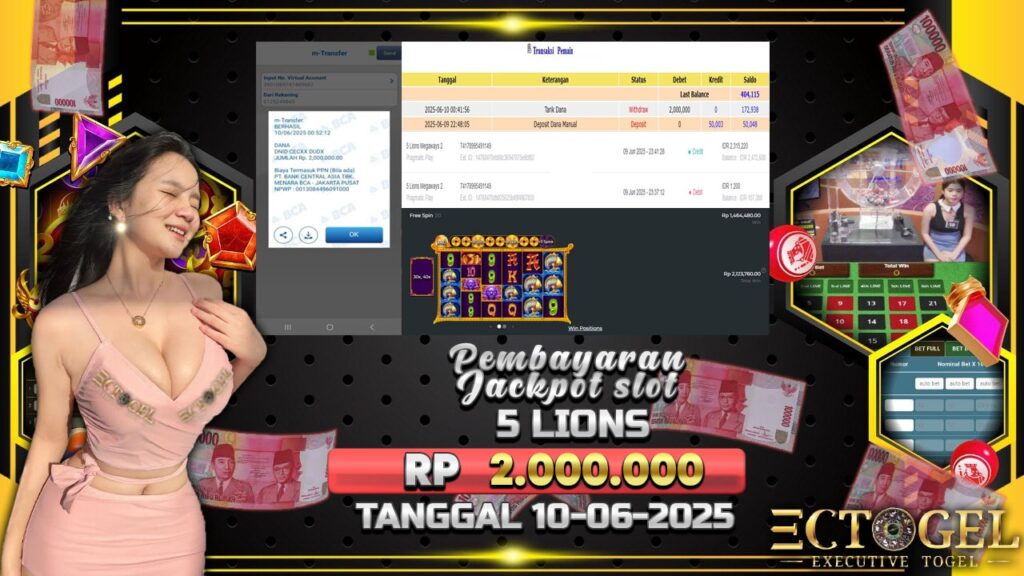 BUKTI JACKPOT SLOT 5 LIONS MEGAWAYS 2 1000 TERPERCAYA DI INDONESIA TGL 10-06-2025