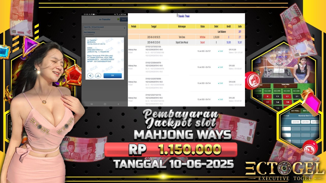 BUKTI JACKPOT SLOT MAHJONG WAYS TERPERCAYA DI INDONESIA TGL 10-06-2025