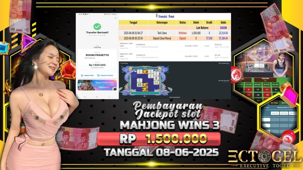 BUKTI JACKPOT SLOT MAHJONG WINS 3 BLACK  TERPERCAYA DI INDONESIA TGL 08-06-2025