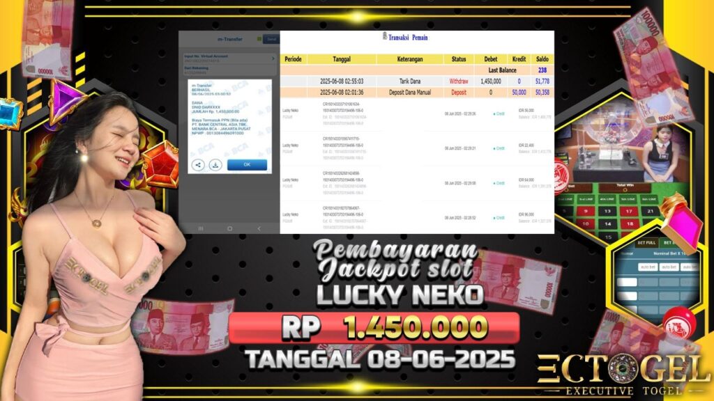 BUKTI JACKPOT SLOT LUCKY NEKO TERPERCAYA DI INDONESIA TGL 08-06-2025
