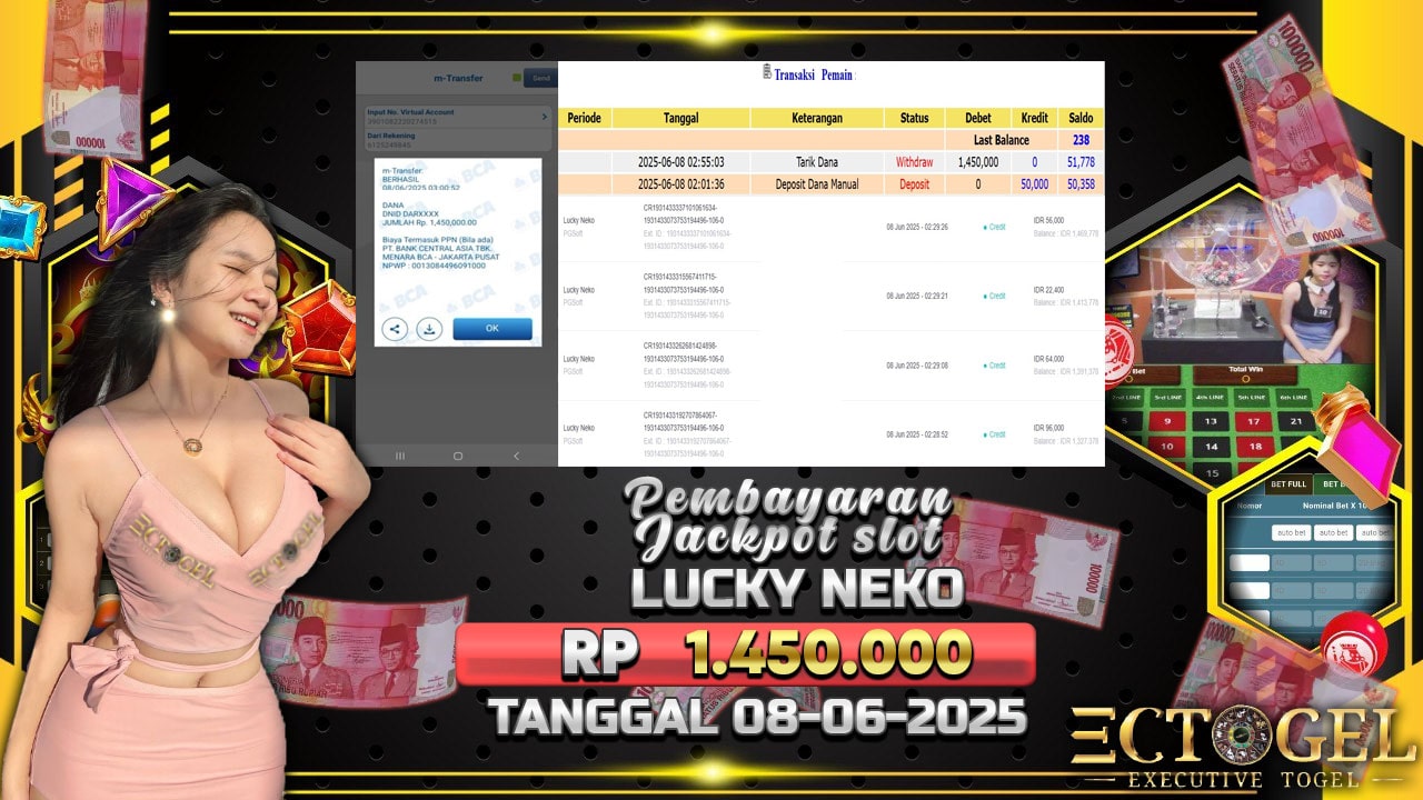 BUKTI JACKPOT SLOT LUCKY NEKO TERPERCAYA DI INDONESIA TGL 08-06-2025