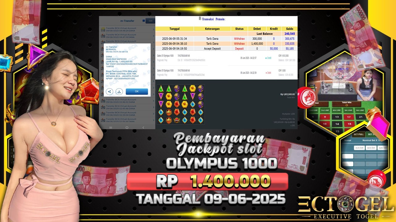 BUKTI JACKPOT SLOT GATES OF OLYMPUS 1000 TERPERCAYA DI INDONESIA TGL 08-06-2025