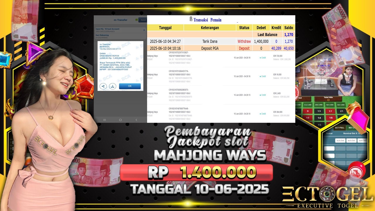 BUKTI JACKPOT SLOT MAHJONG WAYS TERPERCAYA DI INDONESIA TGL 10-06-2025