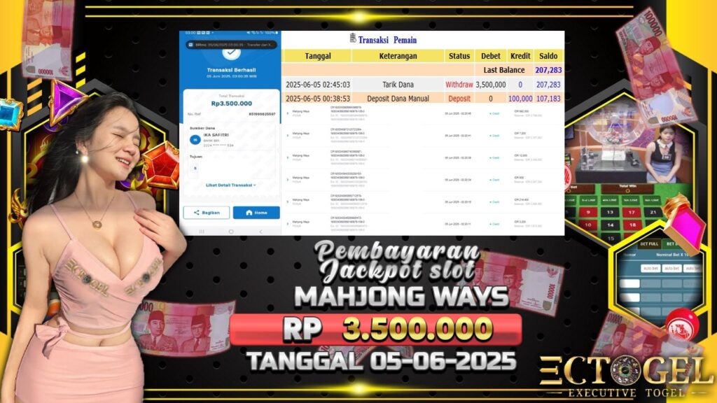 BUKTI JACKPOT SLOT MAHJONG WAYS  TERPERCAYA DI INDONESIA TGL 05-06-2025