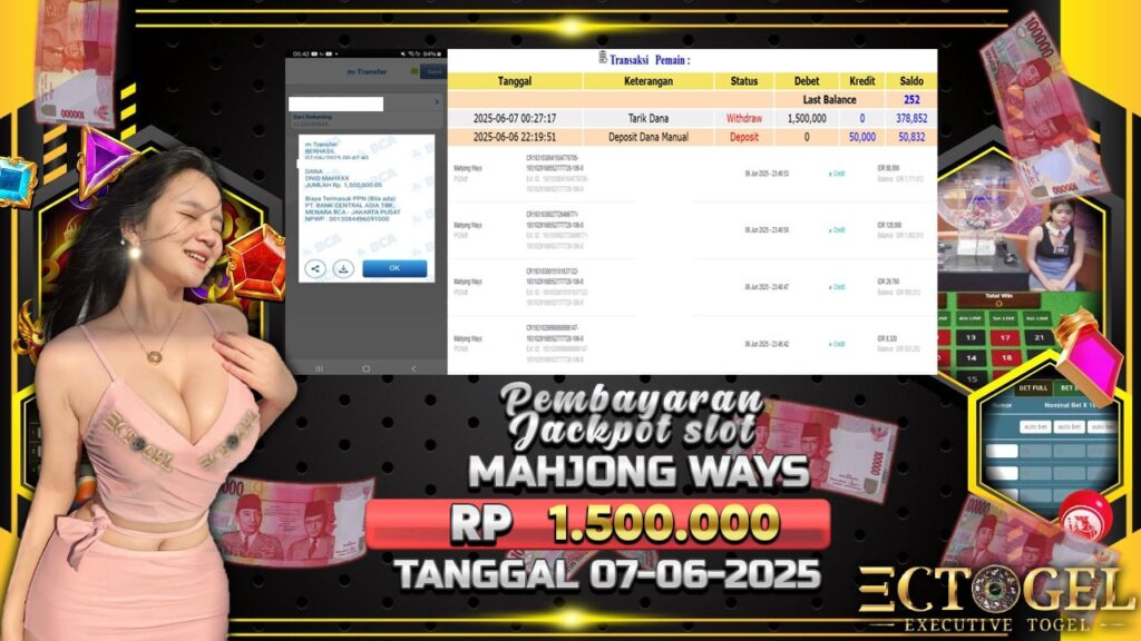 BUKTI JACKPOT SLOT MAHJONG WAYS TERPERCAYA DI INDONESIA TGL 07-06-2025